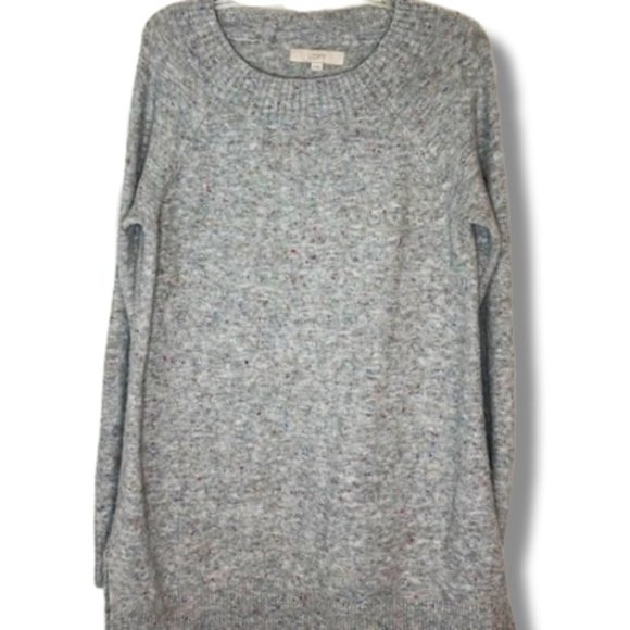 LOFT Sweaters - Loft Speckled Gray Long Pullover sweater Size Medium Rainbow speckles